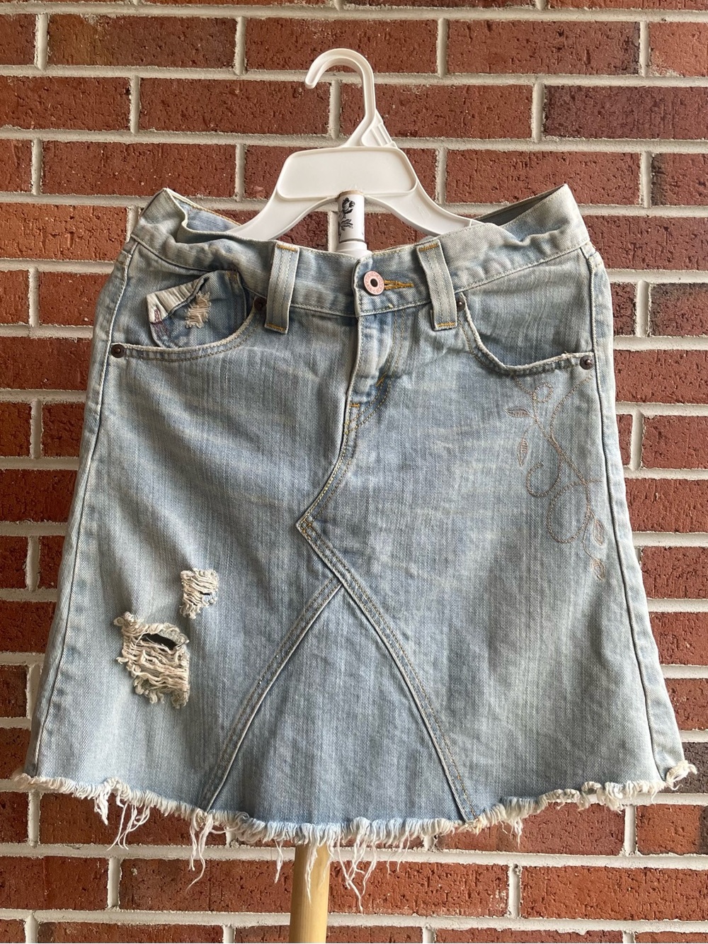 Vintage Y2K Levi's Distressed Patchwork Mini Skirt
